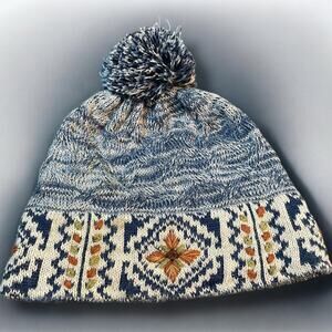 Peruvian Link Alpaca Hat Cap Pom Frosty Mosaic Fleece Lining Embroidered Wool